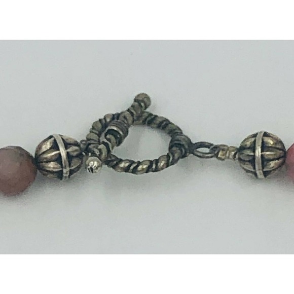 Sterling Silver pink Rhodondite pendant Faceted Bead Necklace Artisan - Picture 6 of 12